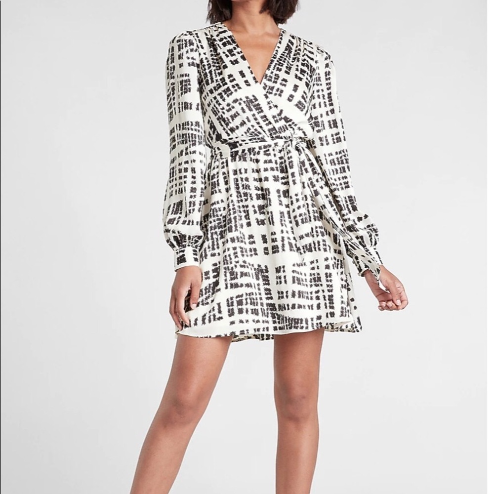 Express Abstract Print Wrap Front Dress